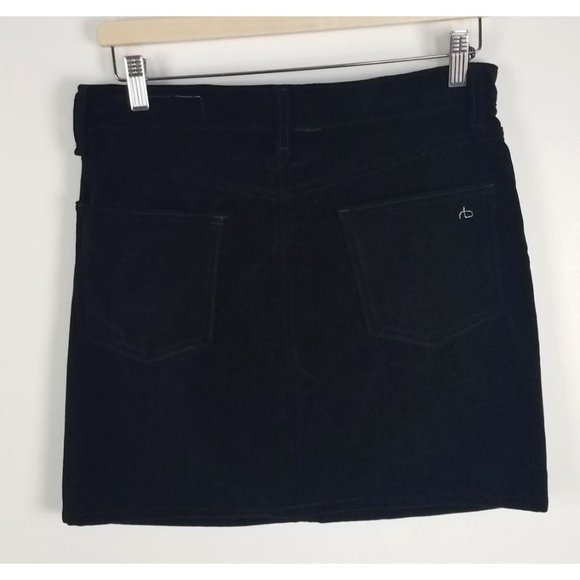 Rag & Bone Women's Sz. 27 Black Velvet Mini Dive Skirt W/ Back Pockets - Picture 6 of 7